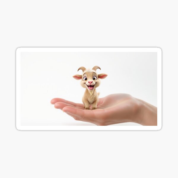 Item preview, Tiny Funny Goat in the Palm of a Hand – Whimsical Animal Art designed and sold by acceleratorhams.