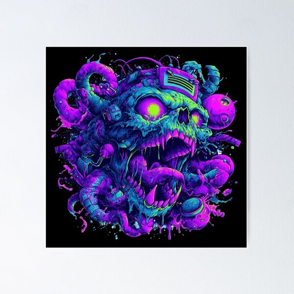 Item preview, Cyber Skull Futuristic Tech Design - Neon Cyber Gothic designed and sold by Gaviani Design Studio.