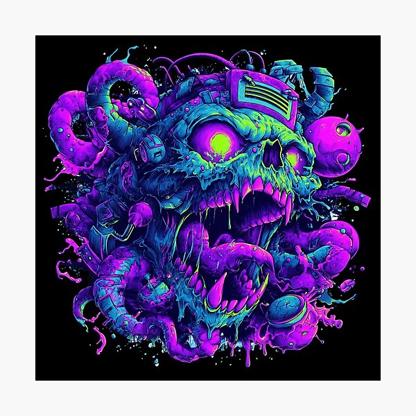 Item preview, Cyber Skull Futuristic Tech Design - Neon Cyber Gothic designed and sold by Gaviani Design Studio.