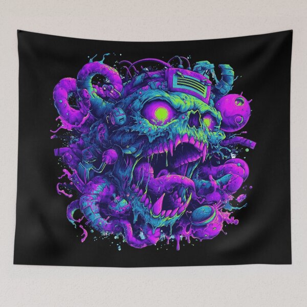 Item preview, Cyber Skull Futuristic Tech Design - Neon Cyber Gothic designed and sold by Gaviani Design Studio.