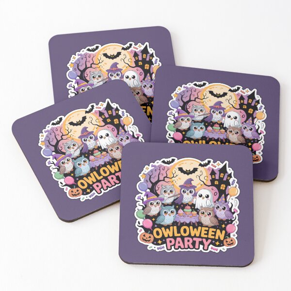 Item preview, Owloween Party – Cute Chibi Halloween Owl Sticker with Spooky Party Scene designed and sold by Nuist25.