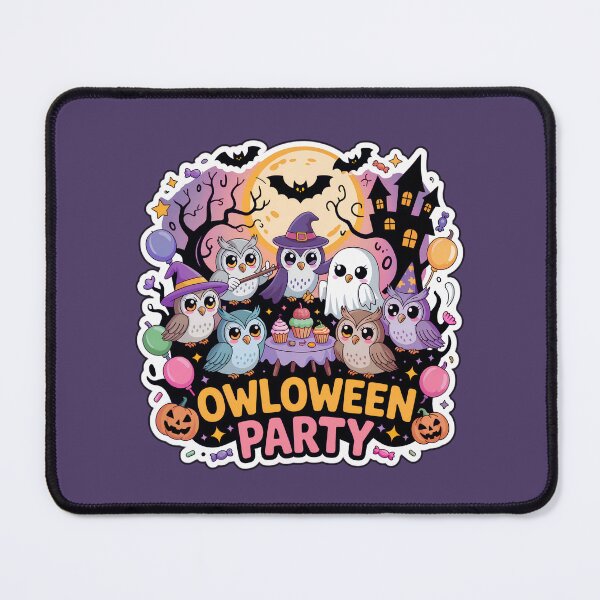 Item preview, Owloween Party – Cute Chibi Halloween Owl Sticker with Spooky Party Scene designed and sold by Nuist25.