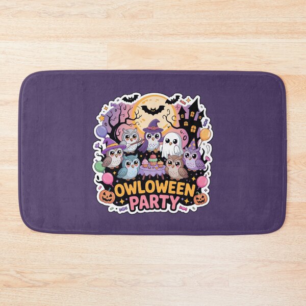 Item preview, Owloween Party – Cute Chibi Halloween Owl Sticker with Spooky Party Scene designed and sold by Nuist25.