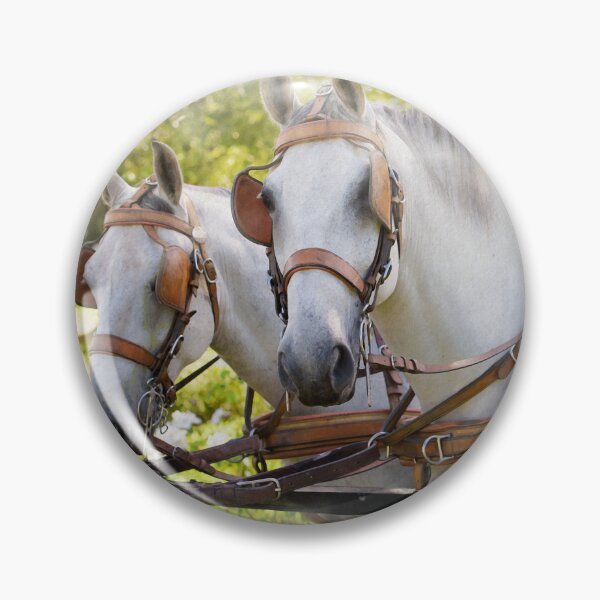 Item preview, two white horses at a carriage in watercolor designed and sold by FotoMahieu.