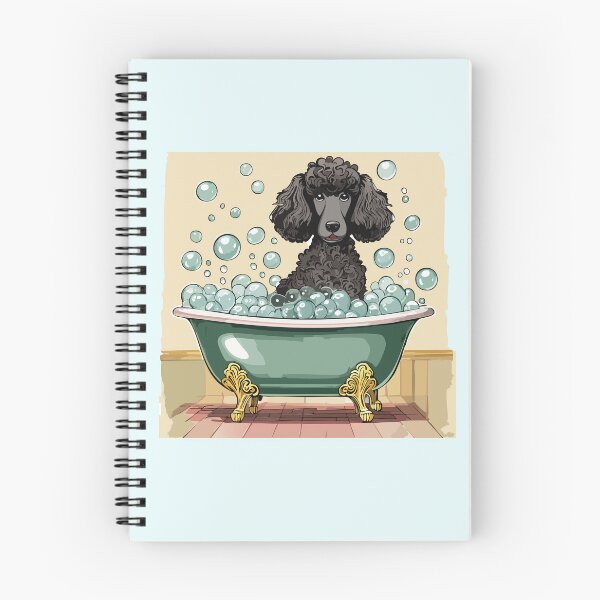 Item preview, Gray standard poodle in a bubble bath designed and sold by ScribbL-ScrabbL.