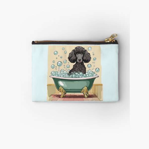 Item preview, Gray standard poodle in a bubble bath designed and sold by ScribbL-ScrabbL.