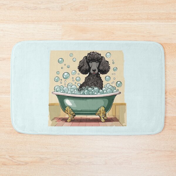Item preview, Gray standard poodle in a bubble bath designed and sold by ScribbL-ScrabbL.