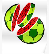 Funny Water-Melon Soccer Football Summer T-Shirt Poster