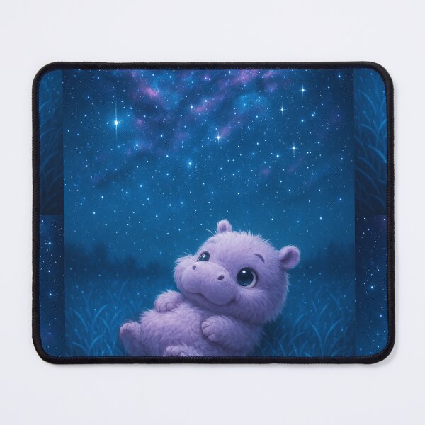 Item preview, Moodeng Cosmic Hippo | Cute Purple Hippo in Glowing Grass Under a Nebula Night Sky designed and sold by OandSDesigns23.