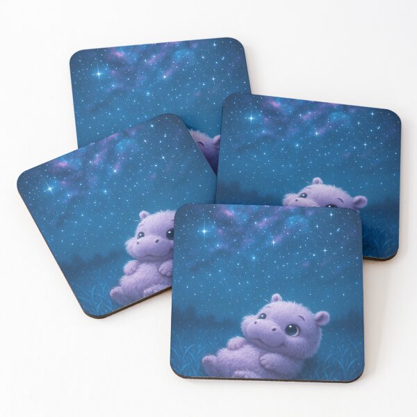 Item preview, Moodeng Cosmic Hippo | Cute Purple Hippo in Glowing Grass Under a Nebula Night Sky designed and sold by OandSDesigns23.