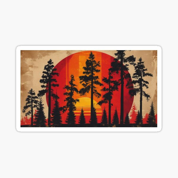 Item preview, A silhouette of pine trees in the foreground designed and sold by Still Ronin Art .