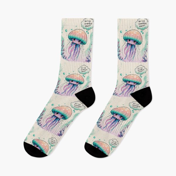 Item preview, Overwhelmed Jellyfish Society – Pastel Mental Health Jellyfish Illustration designed and sold by TestudoDesign.
