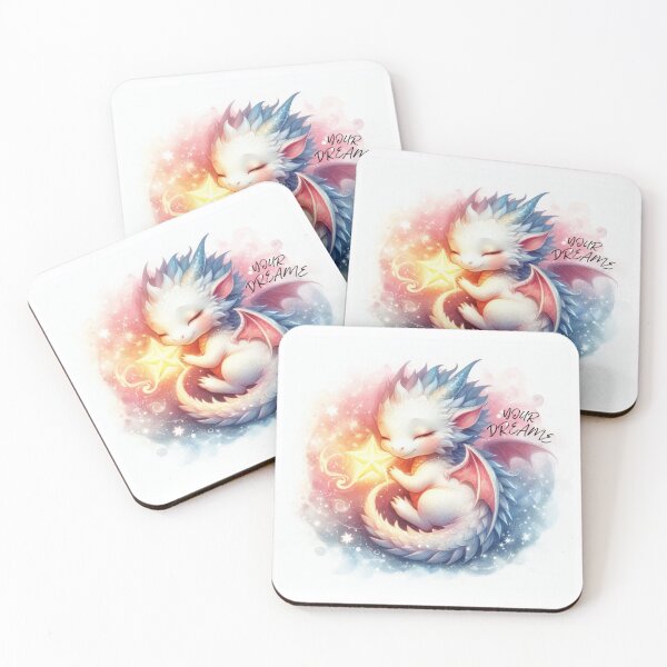 Item preview, Cute Baby Dragon Hugging a Star – Dreamy Pastel Fantasy Art designed and sold by DreamArt Creations.