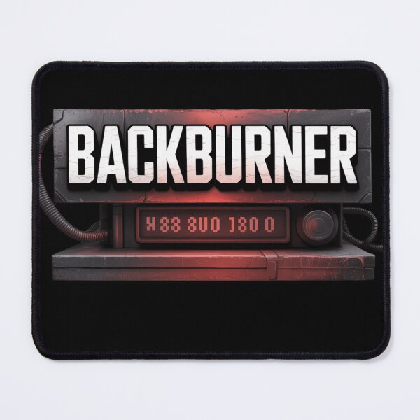 Item preview, Backburner – Delayed Hustle Corporate Jargon Design | Startup Irony, Brutalist Typography, Office Humor designed and sold by Print-Muse.