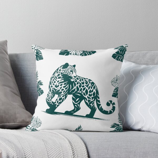 Item preview, Tropical Leopard Seamless Pattern, Dark Green Botanical Wildlife Print designed and sold by Dailyprintstyle.