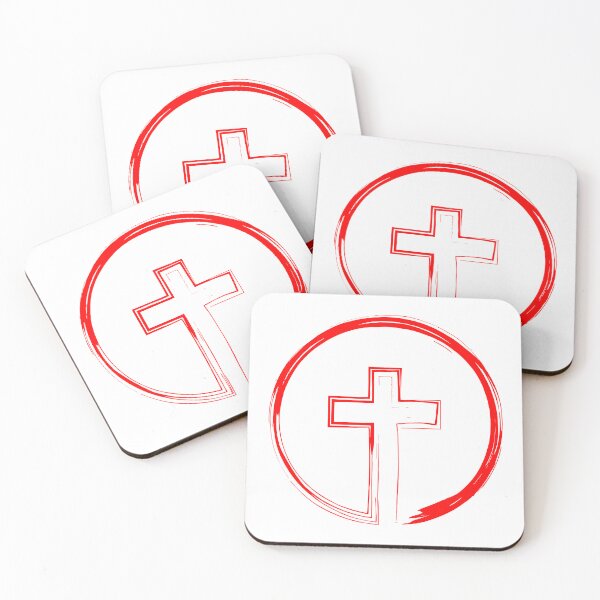 Item preview, Cross Inside a Circle red brush paint style designed and sold by Christian Apparel, Decor and More.
