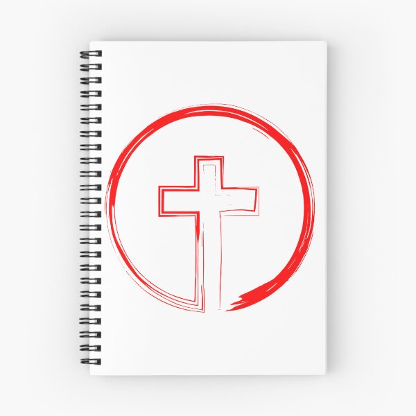 Item preview, Cross Inside a Circle red brush paint style designed and sold by Christian Apparel, Decor and More.