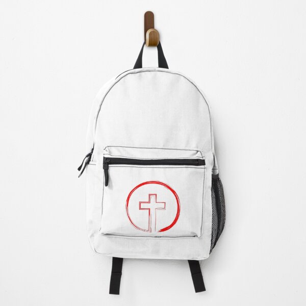 Item preview, Cross Inside a Circle red brush paint style designed and sold by Christian Apparel, Decor and More.