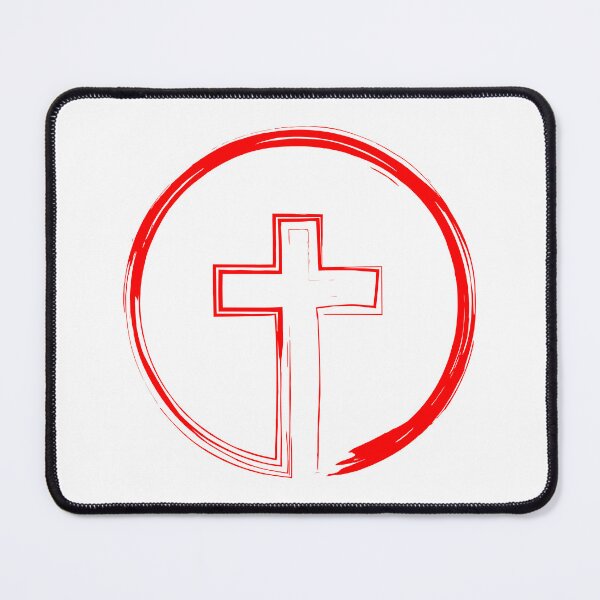 Item preview, Cross Inside a Circle red brush paint style designed and sold by Christian Apparel, Decor and More.