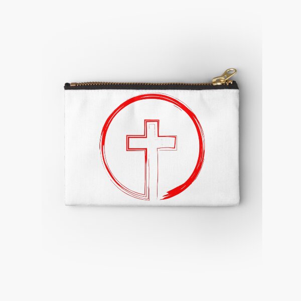 Item preview, Cross Inside a Circle red brush paint style designed and sold by Christian Apparel, Decor and More.