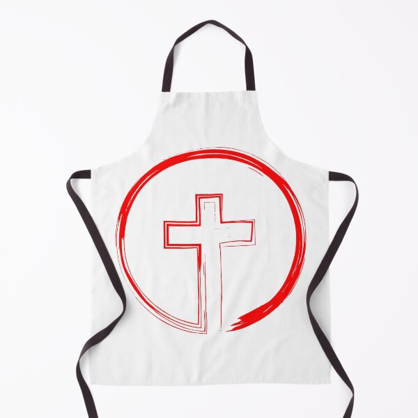 Item preview, Cross Inside a Circle red brush paint style designed and sold by Christian Apparel, Decor and More.