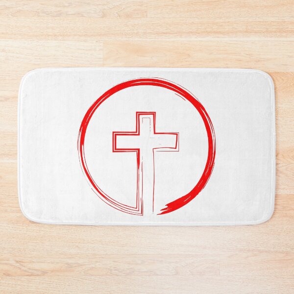 Item preview, Cross Inside a Circle red brush paint style designed and sold by Christian Apparel, Decor and More.