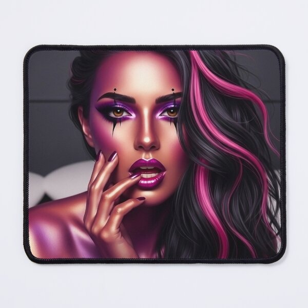 Item preview, Gorgeous Brazilian woman with long black and pink hair designed and sold by mystiquelicorne.