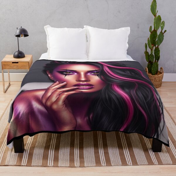 Item preview, Gorgeous Brazilian woman with long black and pink hair designed and sold by mystiquelicorne.