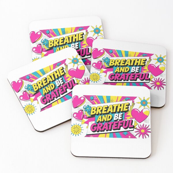 Item preview, Breathe and Be Grateful – Neon Pop Comic Affirmation designed and sold by MantraVisual.