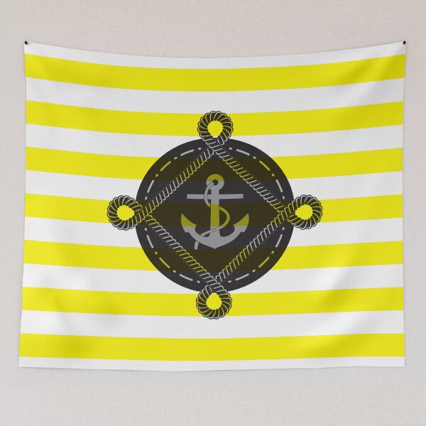 Item preview, Mediterranean Anchor & Yellow Tripes Nautical Ropes – Classic Maritime Design for Sea Lovers & Coastal Living designed and sold by paulo silveira.