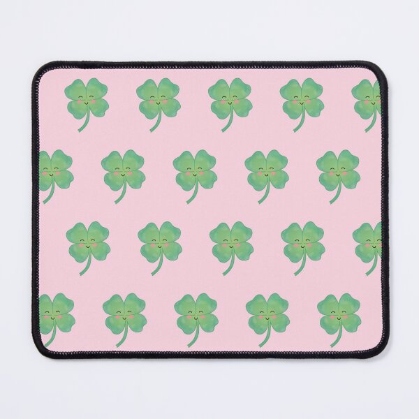 Item preview, happy smiling cute four leaf clover pattern designed and sold by winterpumpkin.