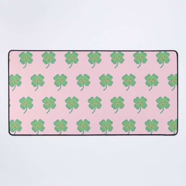 Item preview, happy smiling cute four leaf clover pattern designed and sold by winterpumpkin.