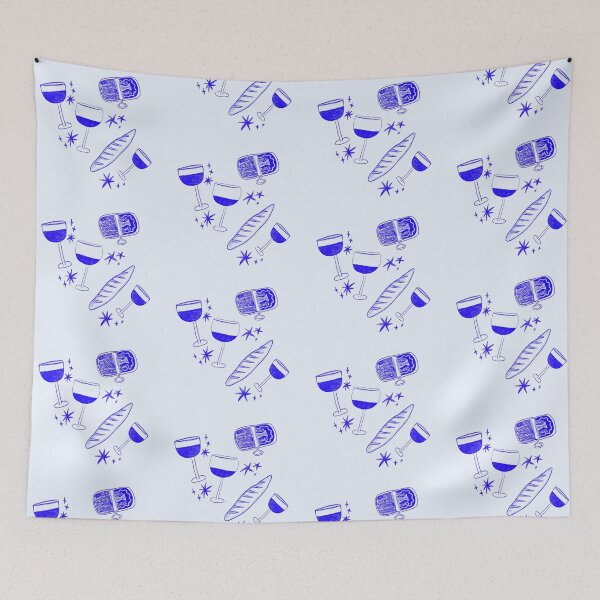 Item preview, Wine Party Anchovies and Baguette Drawing designed and sold by OkiDokiDesign.