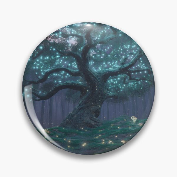 Item preview, Magical Glowing Tree Fantasy Forest Art Print with Bioluminescent Mushrooms and Enchanted Lights for Fairycore Wall Decor designed and sold by EedsDesign.