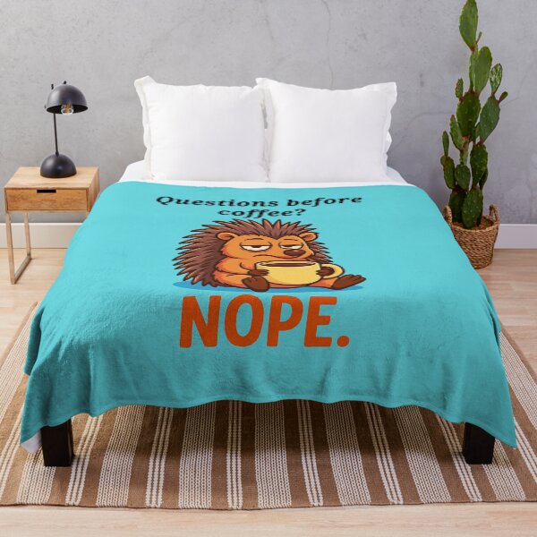 Item preview, ☕ "Needles Before Coffee? Nope!" – Grumpy Hedgehog Morning Mood designed and sold by EfraimFunArt.