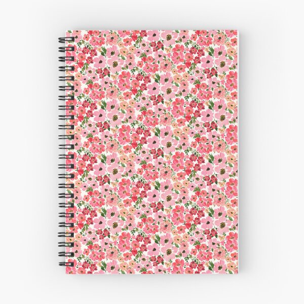 Aperçu de l'œuvre Jardin de fleurs luxuriantes rose rouge corail et jaune ivoire neutre créée et vendue par JasmineGDesigns.