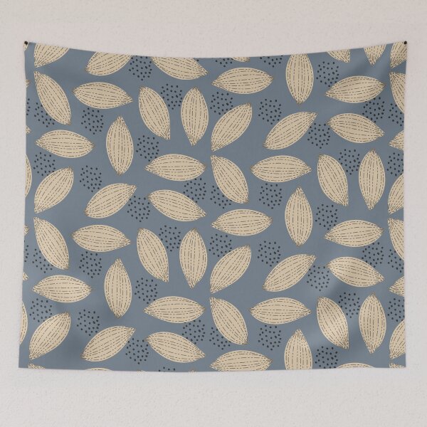 Item preview, Abstract Boho Blob with line and dots  - blue muted background designed and sold by  Boho Vibes Studio.