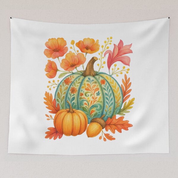 Item preview, Floral Pumpkin Autumn Harvest designed and sold by Clinomania Art.
