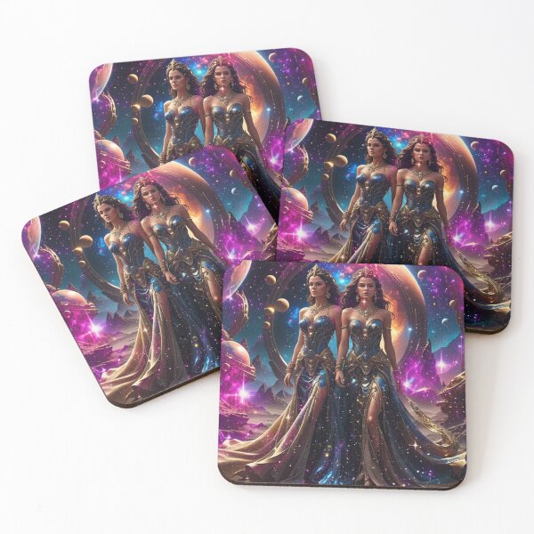 Item preview, Celestial Gemini Twins: Stardust Sisters of the Cosmic Galaxy designed and sold by highvibz72.