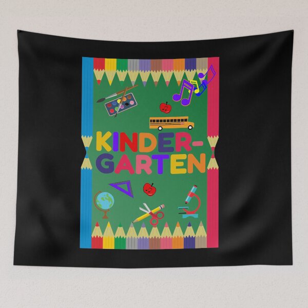 Item preview, KINDERGARTEN Design – Colored Pencils, Apple & Daisies Back to School Art designed and sold by RedDogStudio.