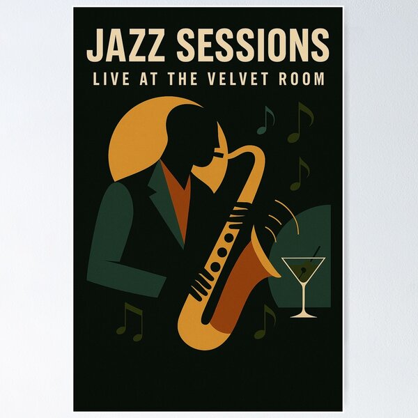 Item preview, Jazz Sessions – Live at the Velvet Room Poster designed and sold by WeaveWhimsy.