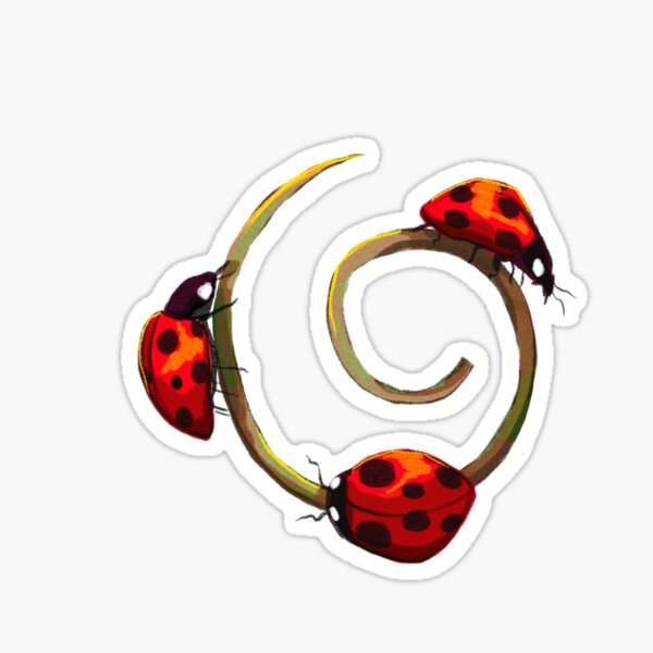 Aperçu de l'œuvre Autocollant Coccinelle en spirale créée et vendue par TheCuriousLadybird.