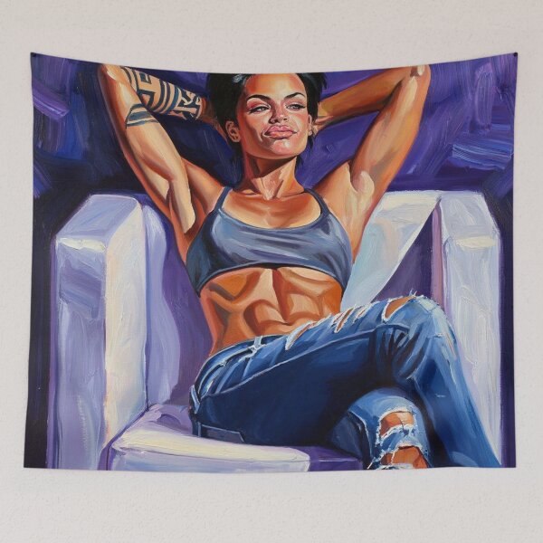 Item preview, Painting art of a woman reclining on a chair modern art designed and sold by Vintage Designs +.