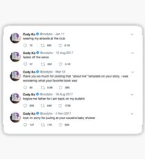 Cody Ko Tweets Sticker Sheet Sticker