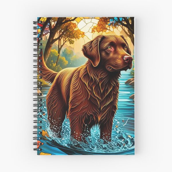 Item preview, Celestial Splash: The Stained Glass Retriever in a Dreamlike Pond designed and sold by highvibz72.