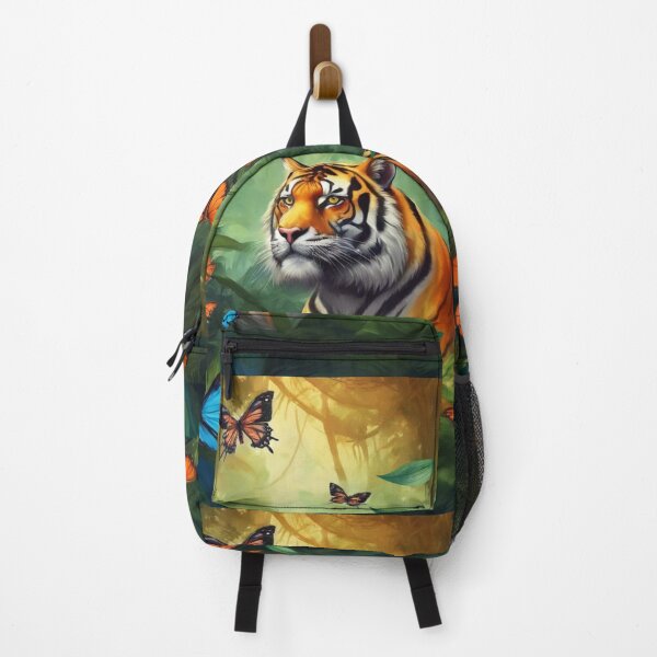 Item preview, Tiger and butterfly, plants, flowers, nature, pagoda, China. designed and sold by Sugar Wisdom .