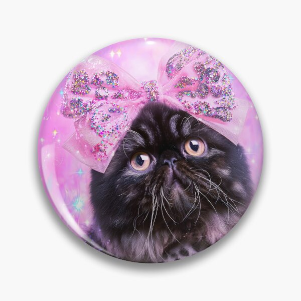 Item preview, Black Persian Cat Leopard Print Sparkly Bow Pink Starry Aesthetic designed and sold by Starcrimedesign.