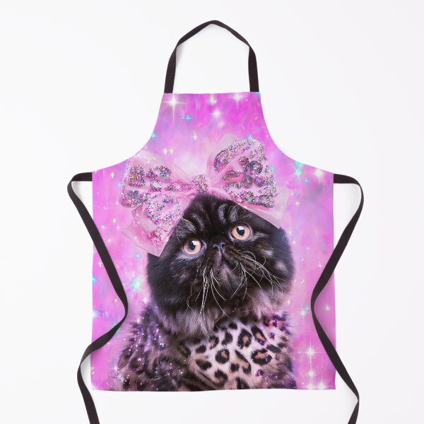 Item preview, Black Persian Cat Leopard Print Sparkly Bow Pink Starry Aesthetic designed and sold by Starcrimedesign.