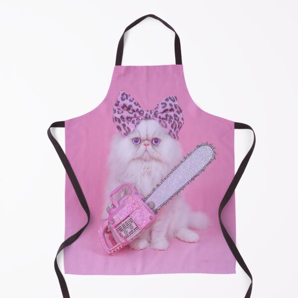 Item preview, Glamorous Persian Cat Leopard Print Bow Tie Pink Glitter Chainsaw - Fashionable Feline Diva Art designed and sold by Starcrimedesign.