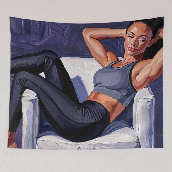 Item preview, Painting art of a woman reclining on a chair modern art designed and sold by Vintage Designs +.